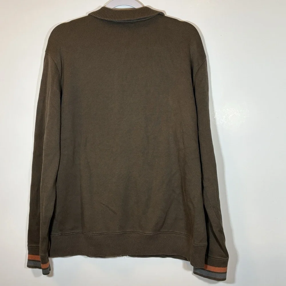 Banana Republic Men's Full Zip‎ Brown Sweater Size Large 100% Cotton Long Sleeve